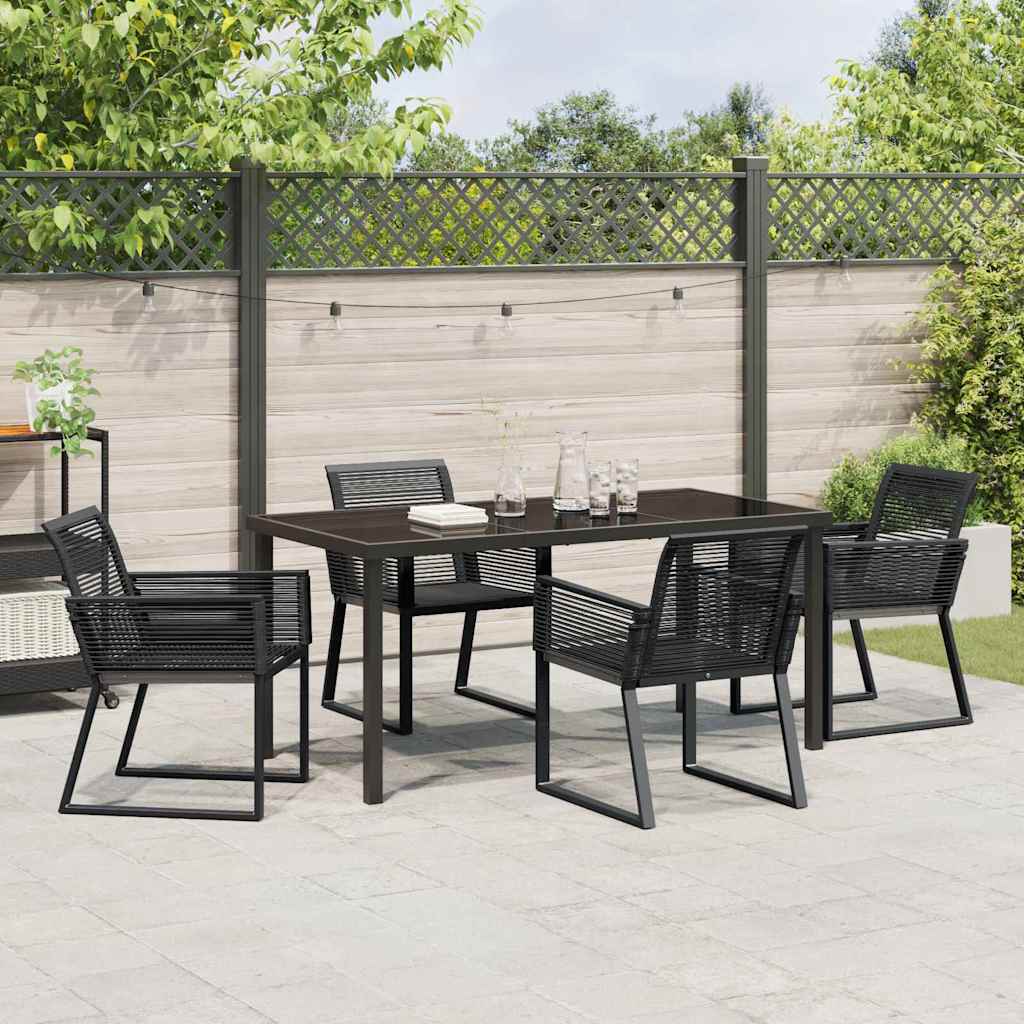 Set da Pranzo per Giardino 5 pcs Nero Poly Rattan - homemem39
