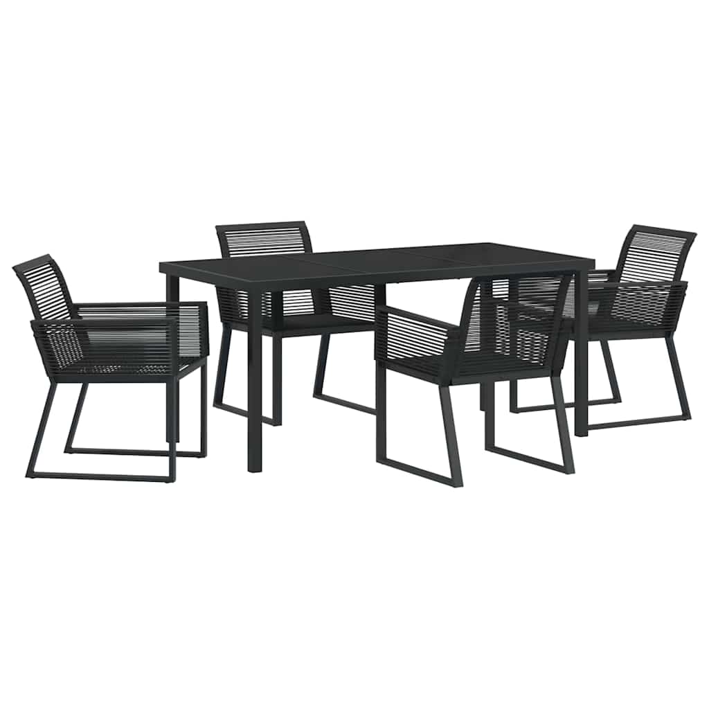 Set da Pranzo per Giardino 5 pcs Nero Poly Rattan - homemem39