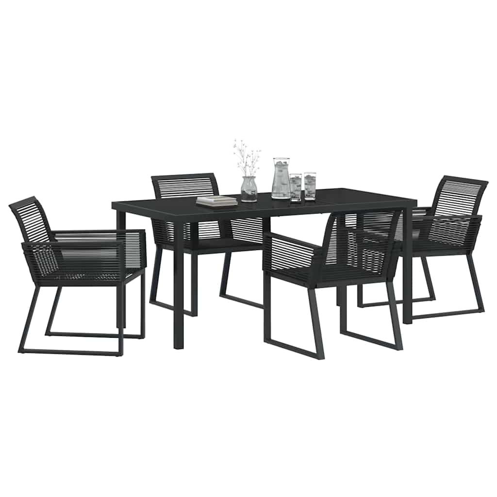 Set da Pranzo per Giardino 5 pcs Nero Poly Rattan - homemem39