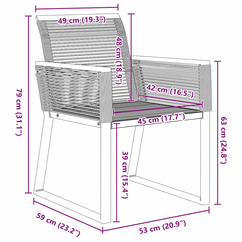 Set da Pranzo per Giardino 7 pcs Nero | homemem39