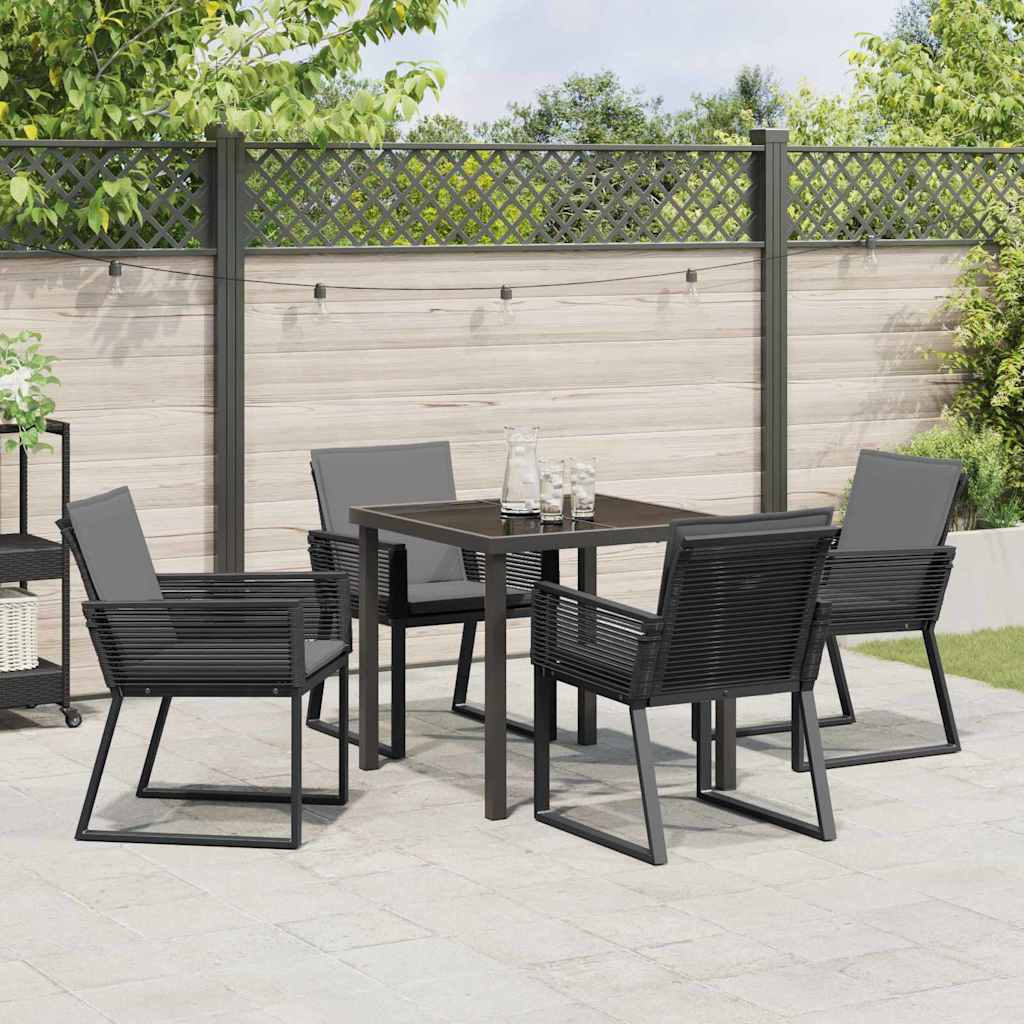 Set da Pranzo per Giardino 5 pcs Nero Poly Rattan - homemem39