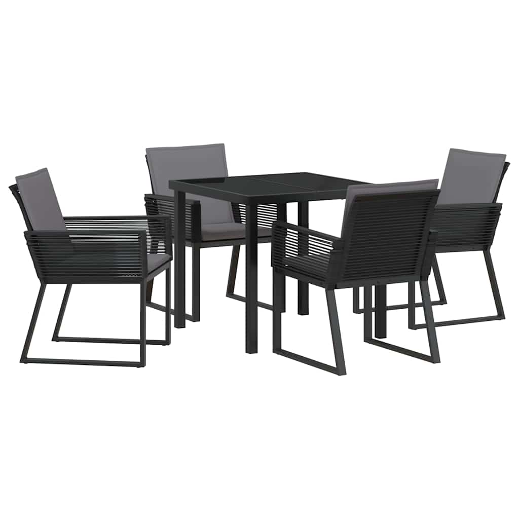 Set da Pranzo per Giardino 5 pcs Nero Poly Rattan - homemem39