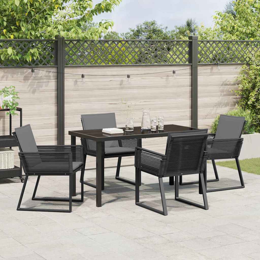 Set da Pranzo per Giardino 5 pcs Nero Poly Rattan - homemem39