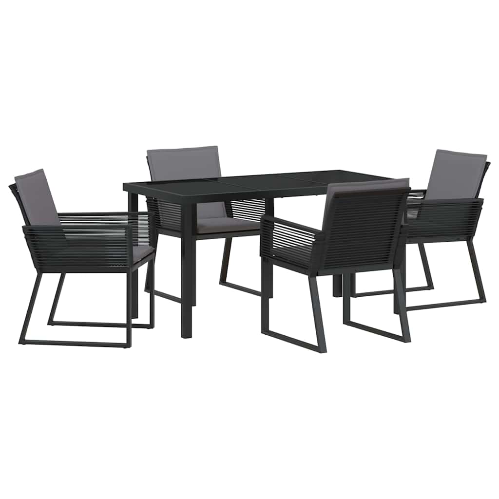 Set da Pranzo per Giardino 5 pcs Nero Poly Rattan - homemem39
