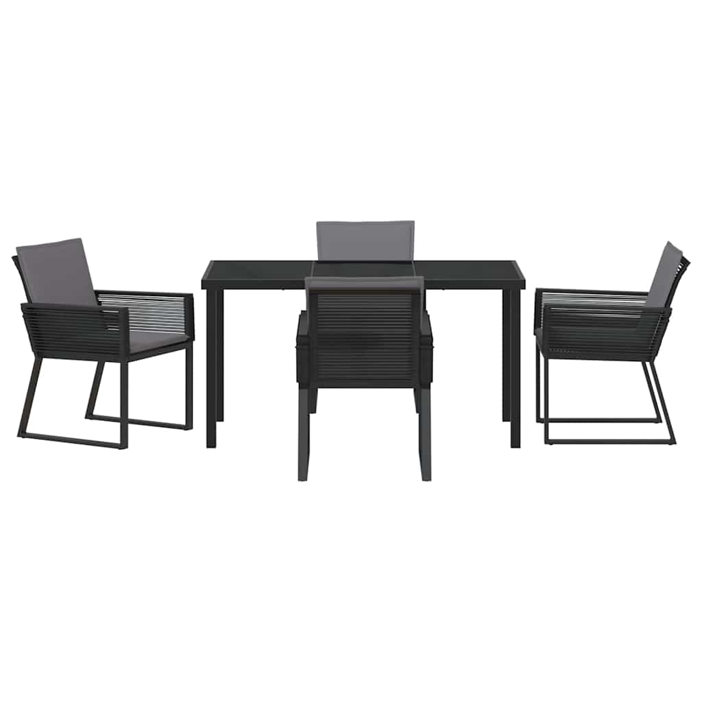 Set da Pranzo per Giardino 5 pcs Nero Poly Rattan - homemem39