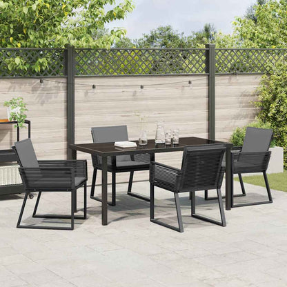 Set da Pranzo per Giardino 5 pcs Nero Poly Rattan - homemem39
