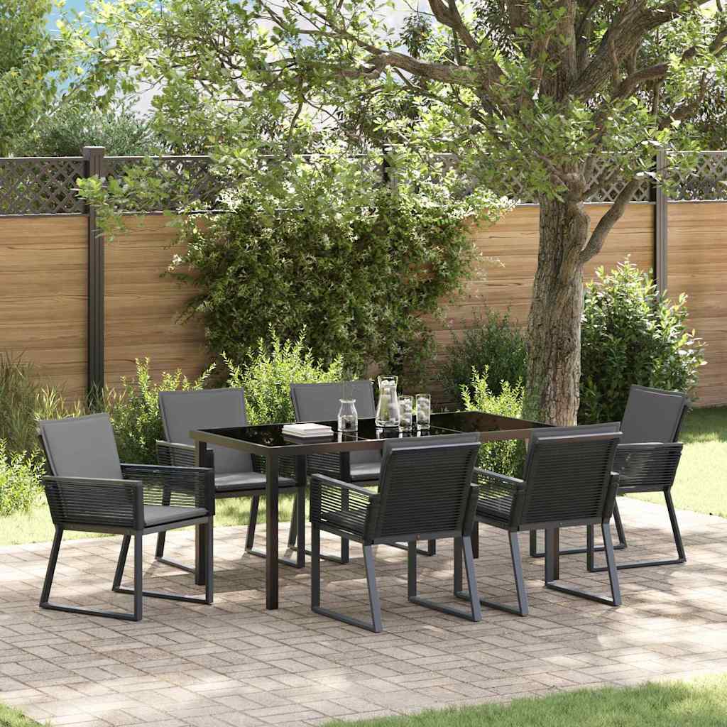 Set da Pranzo per Giardino 7 pcs Nero | homemem39