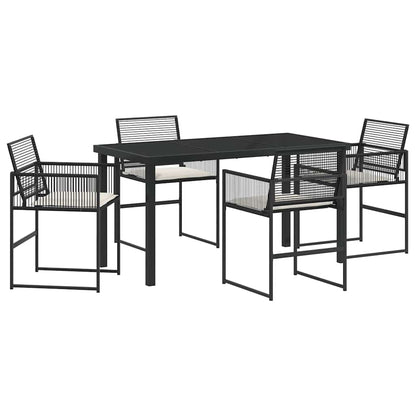 Set da Pranzo per Giardino 5 pcs Nero Poly Rattan - homemem39