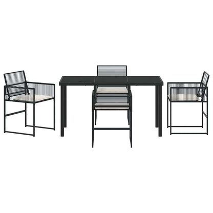 Set da Pranzo per Giardino 5 pcs Nero Poly Rattan - homemem39