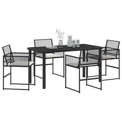 Set da Pranzo per Giardino 5 pcs Nero Poly Rattan - homemem39