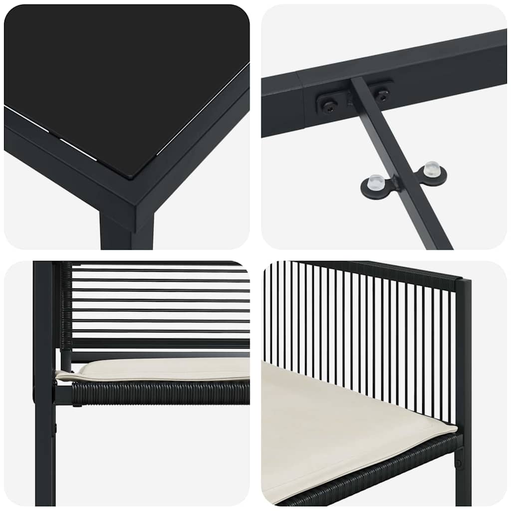 Set da Pranzo per Giardino 5 pcs Nero Poly Rattan - homemem39