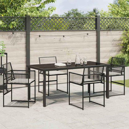 Set da Pranzo per Giardino 5 pcs Nero Poly Rattan - homemem39