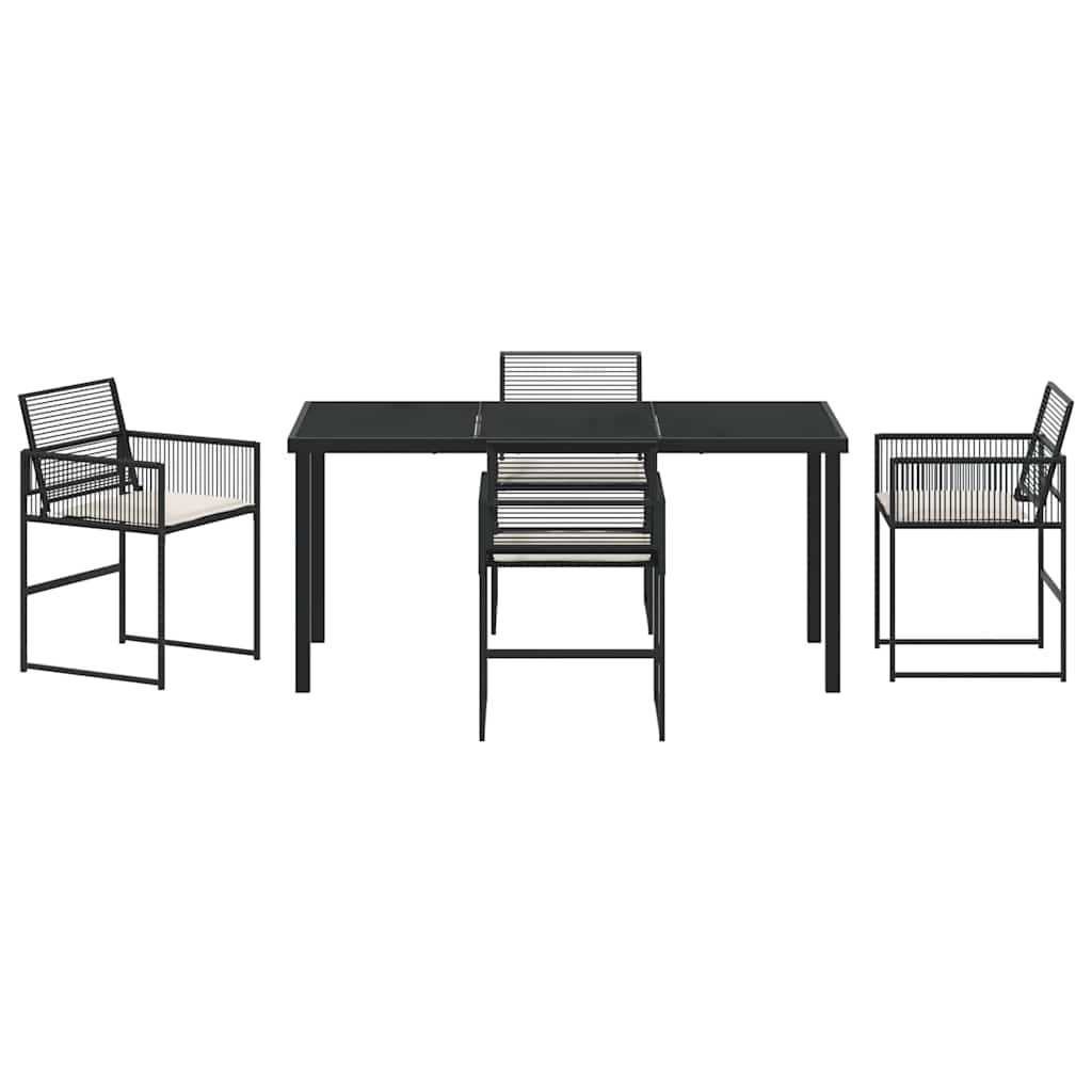 Set da Pranzo per Giardino 5 pcs Nero Poly Rattan - homemem39