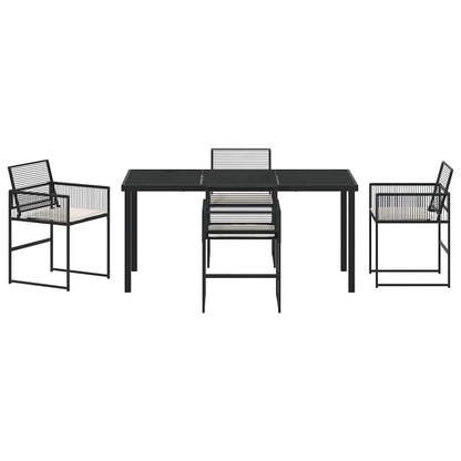 Set da Pranzo per Giardino 5 pcs Nero Poly Rattan - homemem39
