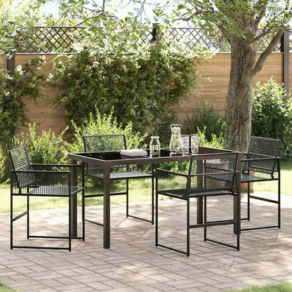 Set da Pranzo per Giardino 5 pcs Nero Poly Rattan - homemem39