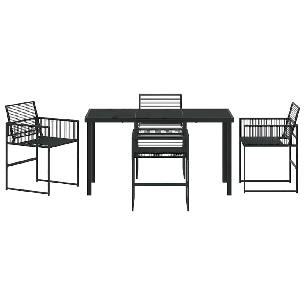 Set da Pranzo per Giardino 5 pcs Nero Poly Rattan - homemem39