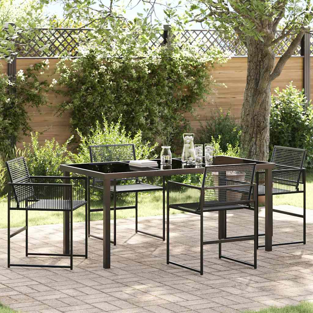 Set da Pranzo per Giardino 5 pcs Nero Poly Rattan - homemem39