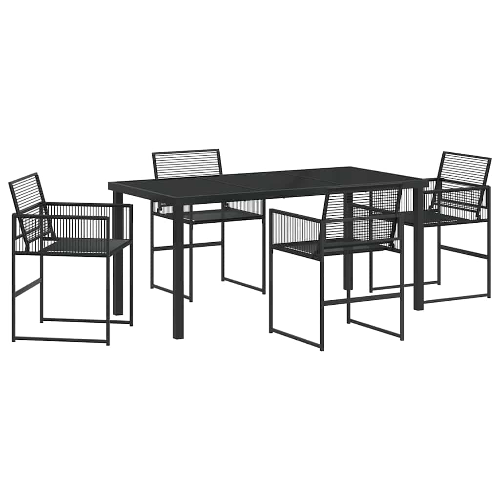 Set da Pranzo per Giardino 5 pcs Nero Poly Rattan - homemem39