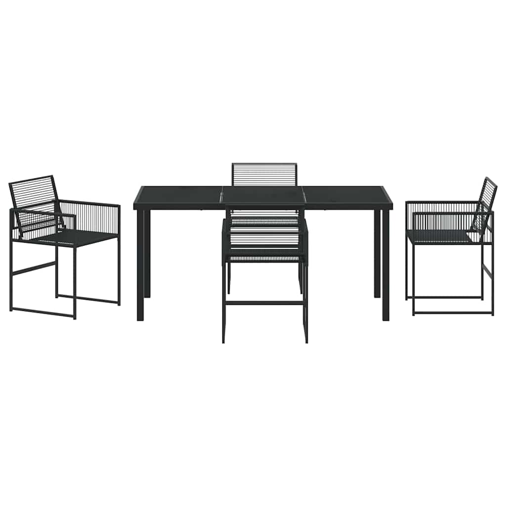 Set da Pranzo per Giardino 5 pcs Nero Poly Rattan - homemem39