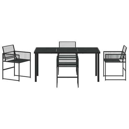 Set da Pranzo per Giardino 5 pcs Nero Poly Rattan - homemem39