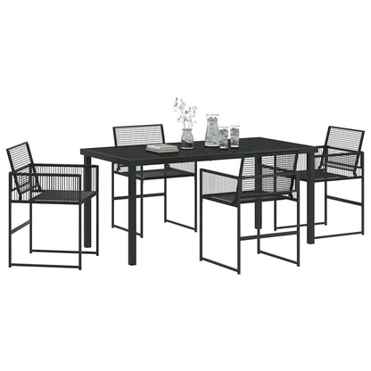 Set da Pranzo per Giardino 5 pcs Nero Poly Rattan - homemem39