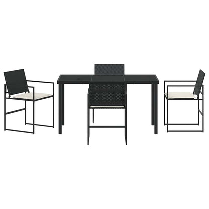 Set da Pranzo per Giardino 5 pcs Nero e Crema polyrattan | homemem39