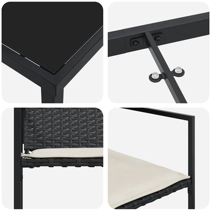 Set da Pranzo per Giardino 5 pcs Nero Poly Rattan - homemem39