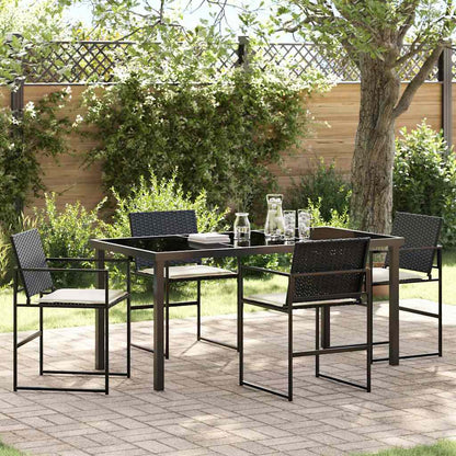 Set da Pranzo per Giardino 5 pcs Nero Poly Rattan - homemem39