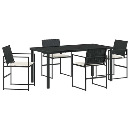 Set da Pranzo per Giardino 5 pcs Nero Poly Rattan - homemem39
