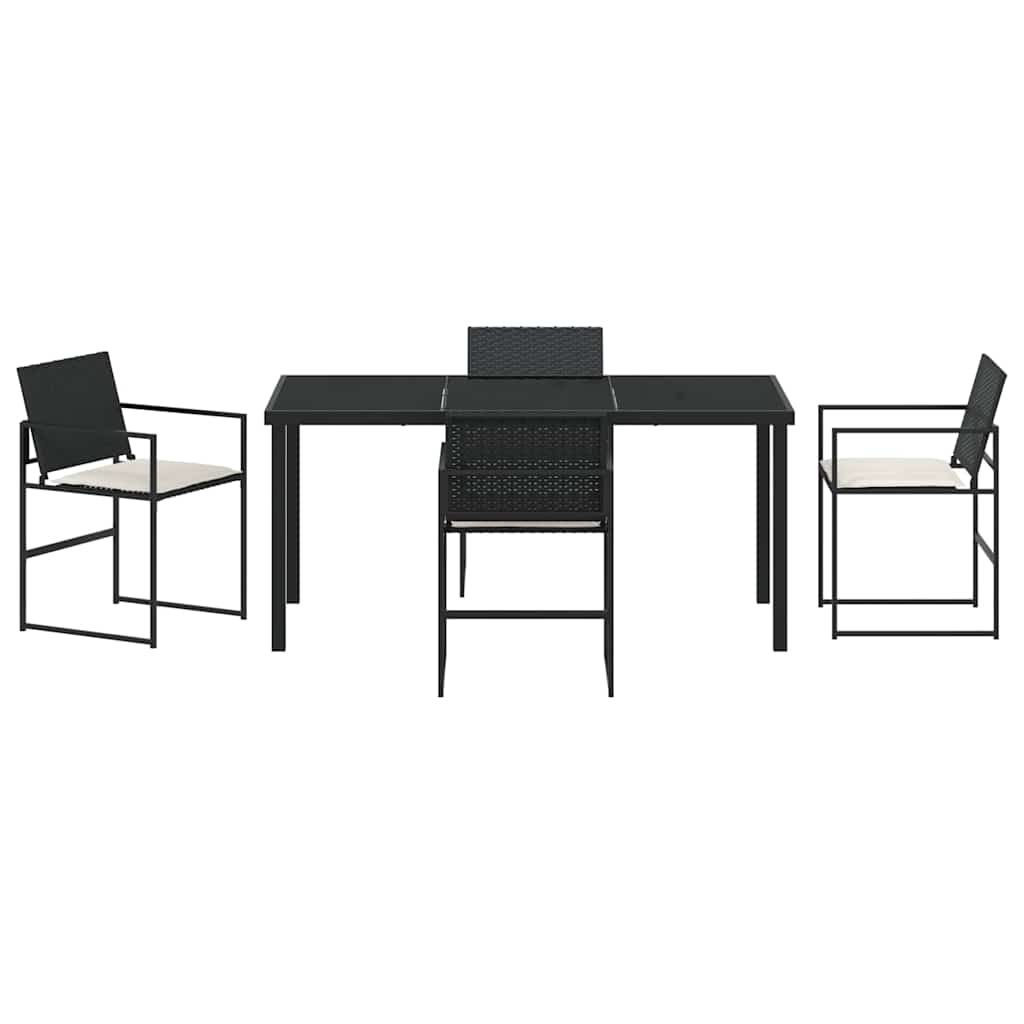 Set da Pranzo per Giardino 5 pcs Nero Poly Rattan - homemem39