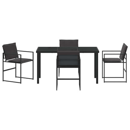 Set da Pranzo per Giardino 5 pcs Nero Textilene e acciaio