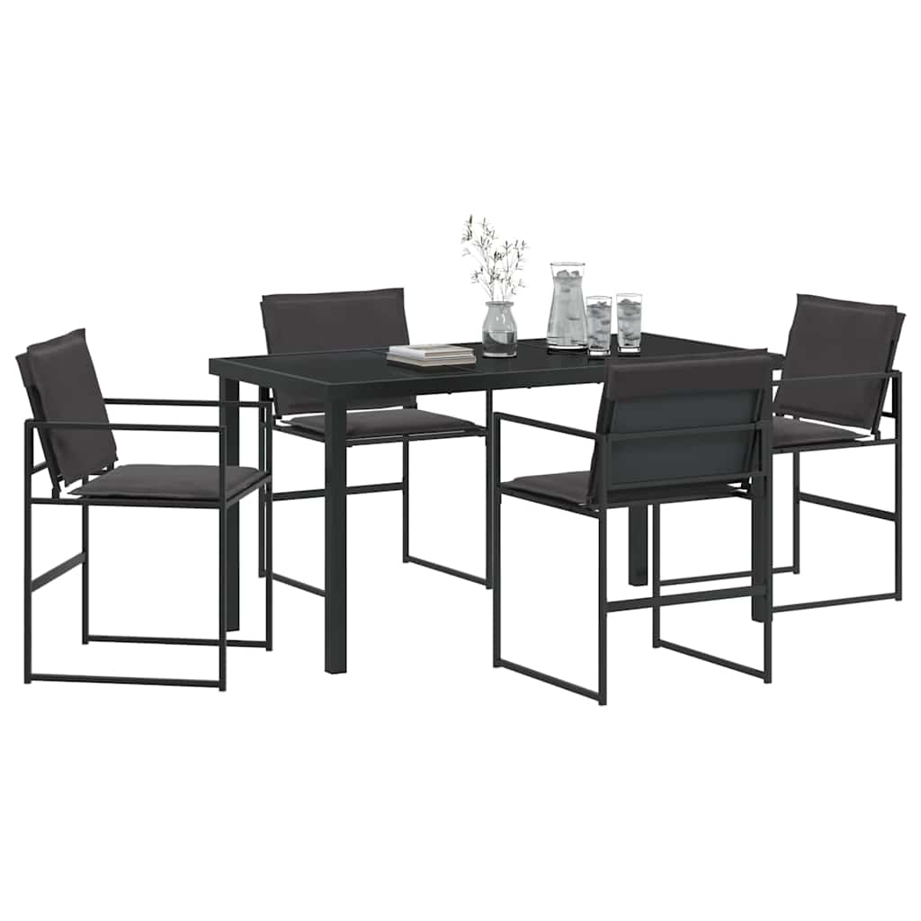 Set da Pranzo per Giardino 5 pcs Nero Textilene e acciaio