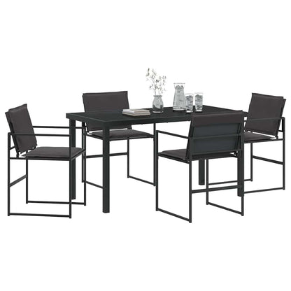 Set da Pranzo per Giardino 5 pcs Nero Textilene e acciaio