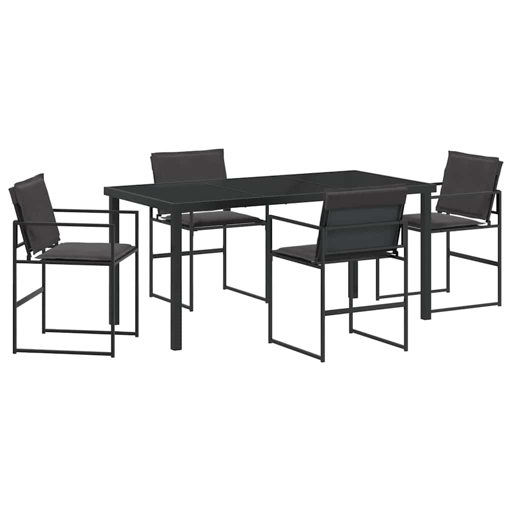 Set da Pranzo per Giardino 5 pcs Nero Textilene e acciaio