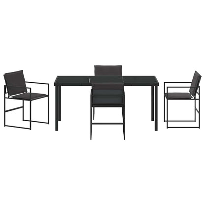 Set da Pranzo per Giardino 5 pcs Nero Textilene e acciaio