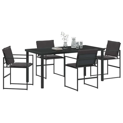Set da Pranzo per Giardino 5 pcs Nero Textilene e acciaio
