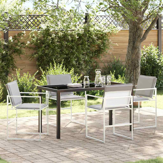 Set da Pranzo per Giardino 5 pcs Bianco