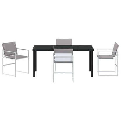 Set da Pranzo per Giardino 5 pcs Bianco Textilene e acciaio