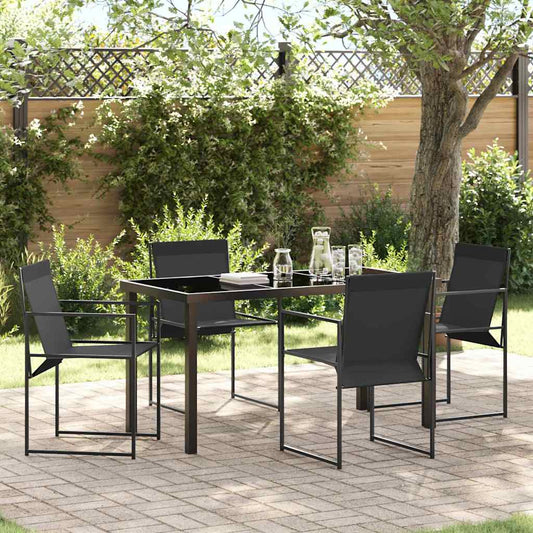 Set da Pranzo per Giardino 5 pcs Nero - homemem39