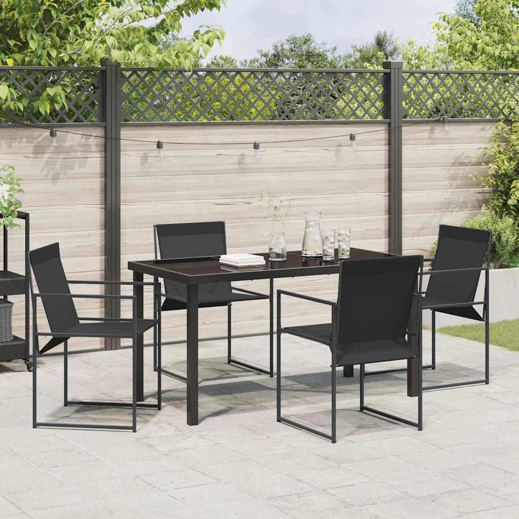Set da Pranzo per Giardino 5 pcs Nero - homemem39