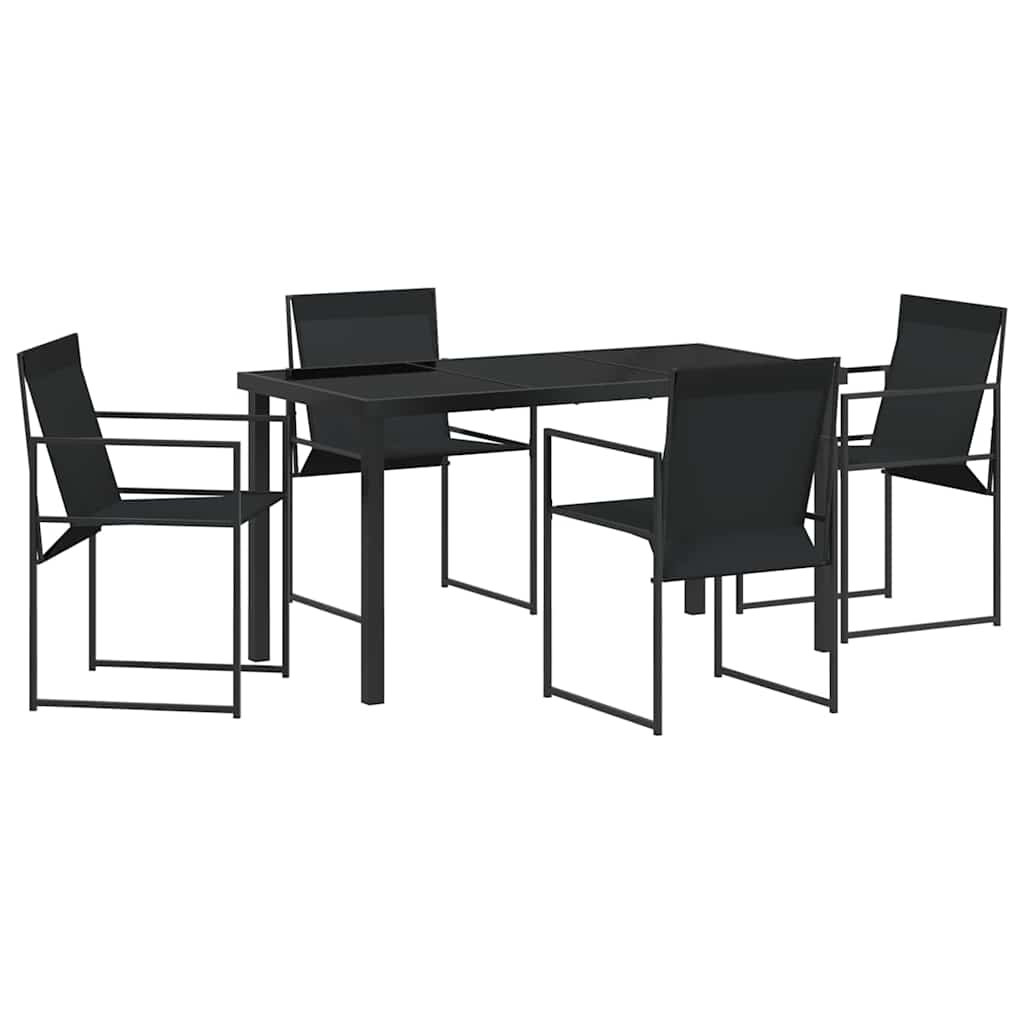 Set da Pranzo per Giardino 5 pcs Nero - homemem39