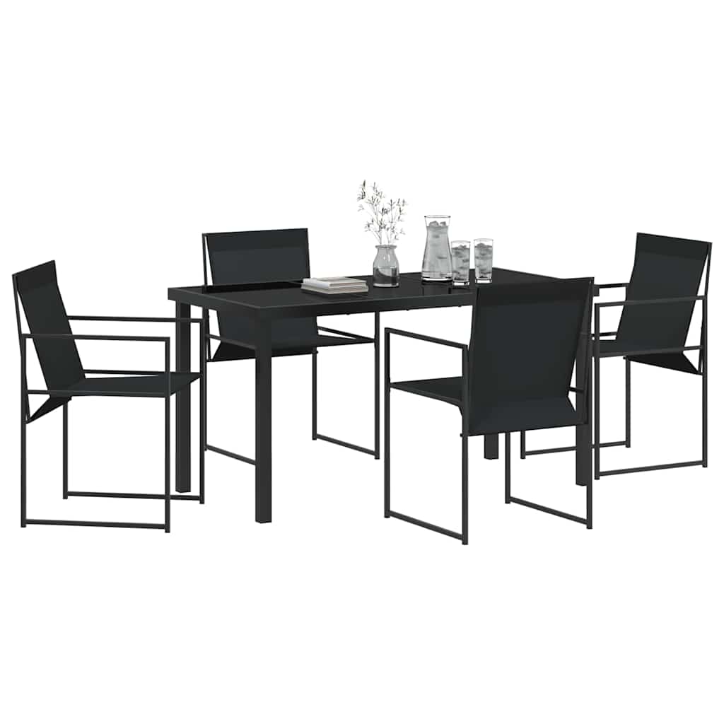 Set da Pranzo per Giardino 5 pcs Nero - homemem39
