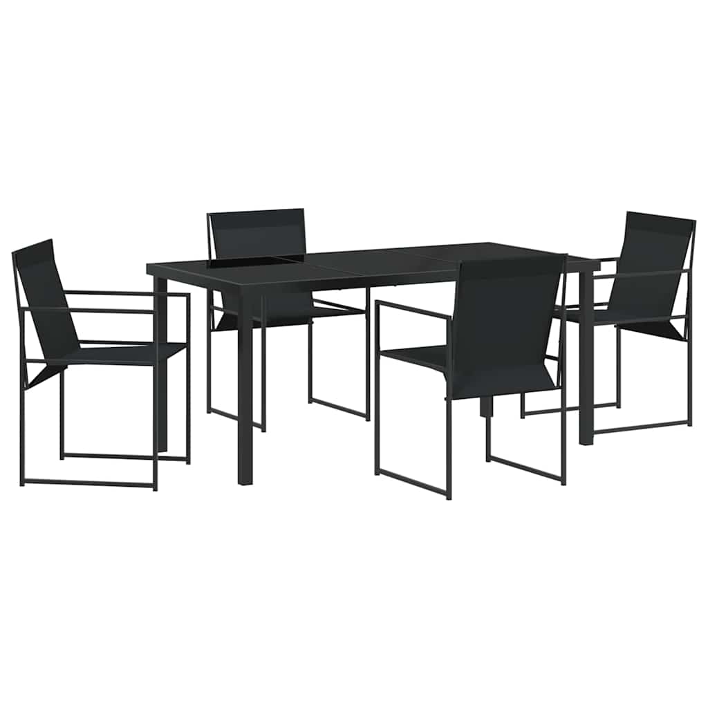 Set da Pranzo per Giardino 5 pcs Nero - homemem39