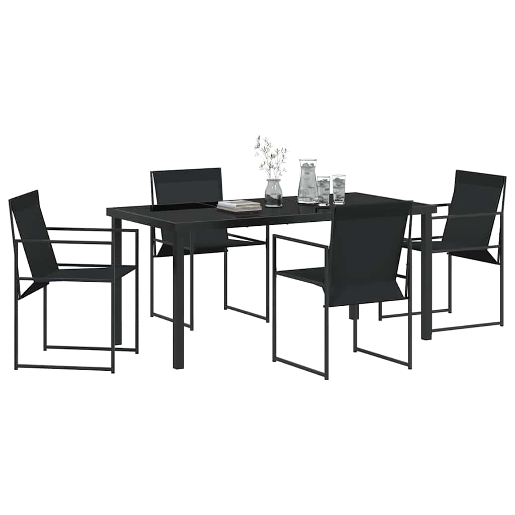 Set da Pranzo per Giardino 5 pcs Nero - homemem39