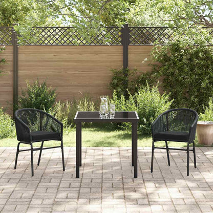 Set da Pranzo per Giardino 3 pcs Nero Poly Rattan - homemem39