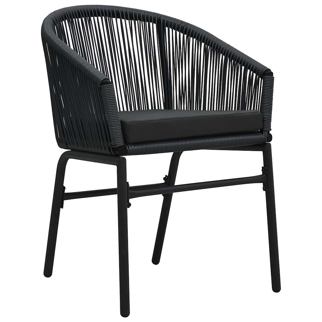 Set da Pranzo per Giardino 3 pcs Nero Poly Rattan - homemem39