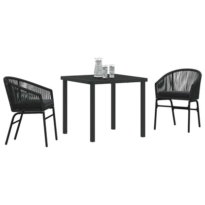 Set da Pranzo per Giardino 3 pcs Nero Poly Rattan - homemem39