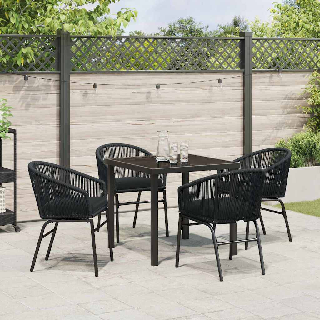 Set da Pranzo per Giardino 5 pcs Nero Poly Rattan - homemem39