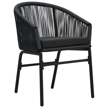 Set da Pranzo per Giardino 5 pcs Nero Poly Rattan - homemem39