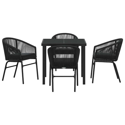 Set da Pranzo per Giardino 5 pcs Nero Poly Rattan - homemem39